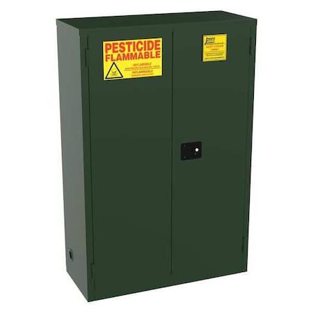 Jamco Hazardous Material Storage Cabinet, 45 gal, 2 Shelves, Steel, 43 in W x 65 in H x 18 in D, Green FL45EP