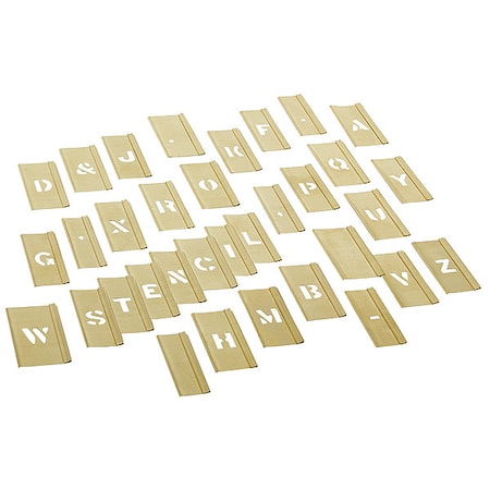 Reese Interlocking Stencils Stencil, Combination Set, Letters, 1/2 in Character Height, Gothic Font, Brass, Gold, 33 Pieces 10026