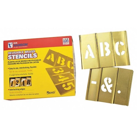 C.H. Hanson C.H. Hanson Brass Stencils 5In High10035, Letter Set, Brass, 33 Pieces 10035