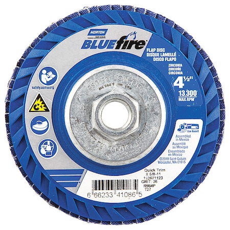 Norton Co Flap Disc, 13,300 rpm, 36 Grit, 27-Type, PK2 66623341086