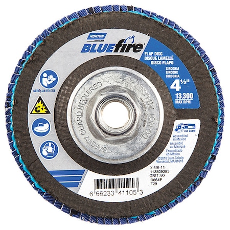 Norton Co Flap Disc, 13,300 rpm, 60 Grit, 29-Type, PK2 66623341105