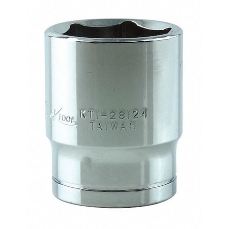 K-Tool International 1/2 in Drive, 24mm Metric Socket, 6 Points, 1/2 in. Dr, 24mm Hex KTI-28124