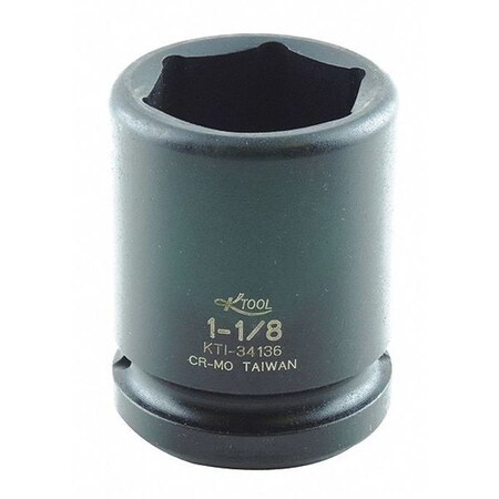 K-Tool International 3/4" Dr,  1-1/8" Size,  SAE Impact Socket,  6 Pts KTI-34136