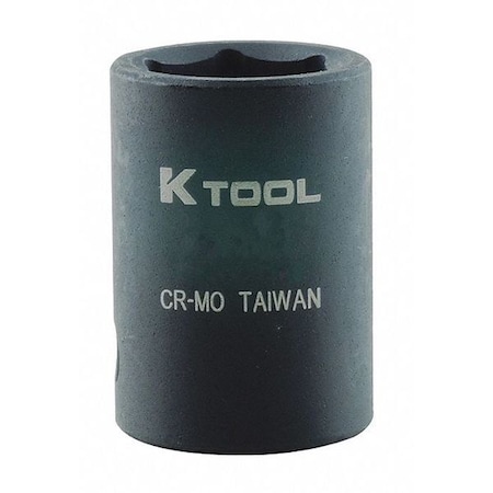 K-Tool International 1/2 in Drive Impact Socket Standard Socket, black oxide, Metric, 19mm, 1-1/2in.L, Hex KTI-38119