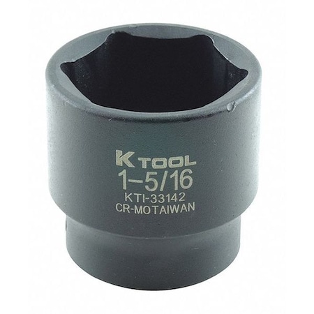 K-Tool International 1/2 in Drive Impact Socket Standard Socket, black oxide, SAE, 1-5/16in, 1-1/2in.L, Hex KTI-33142