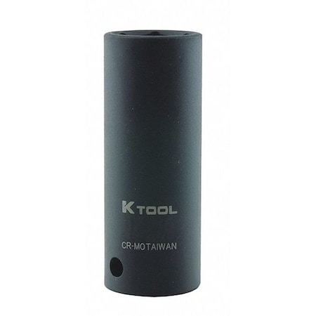 K-Tool International 1/2 in Drive Impact Socket Deep Socket, black oxide, SAE, 3/4in., 3-1/16in.L, Hex KTI-33224