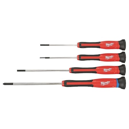 Milwaukee Tool Precision Screwdriver Set, Sl/Ph, 4 pcs. 48-22-2604