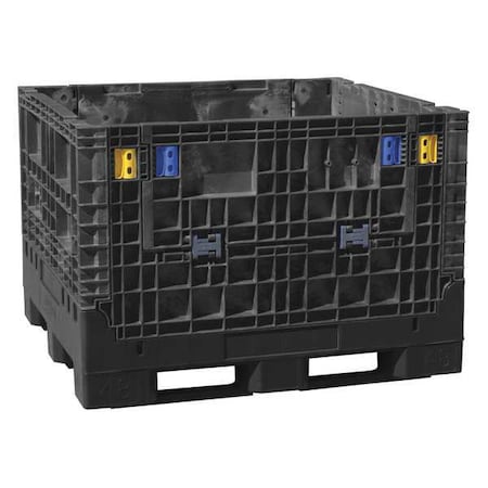 Buckhorn Collapsible Bulk Container 39.5 cu ft Volume Cap., 48 in L, 45 in W, 44 in H, Plastic, Black BN4845442010000