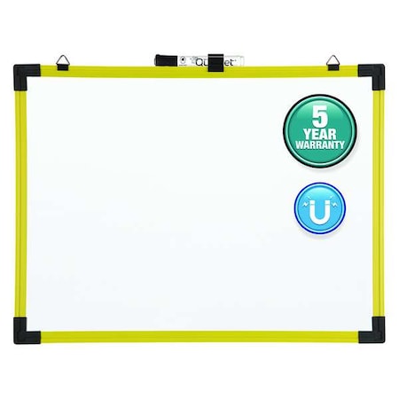 Quartet Dry Erase Board, Steel, 24 in, 36 in, Plastic Frame, White, Gloss 724125
