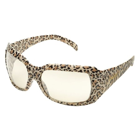 Delta Plus Safety Glasses, Chica, I/O Scratch-Resistant Lens, Polycarbonate, Leopard Print Full-Frame SG-42I/O-LEO