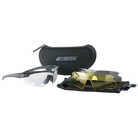 Ess Crossbow Kit, Safety Glasses, Anti-Fog & Anti-Scratch, Smoke/Yellow Lens, Black Frame, Half-Frame 740-0387