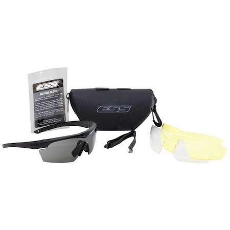 Ess Crosshair, Safety Glasses, Anti-Fog & Anti-Scratch, Yellow Lens, Black Frame, Half-Frame EE9014-05