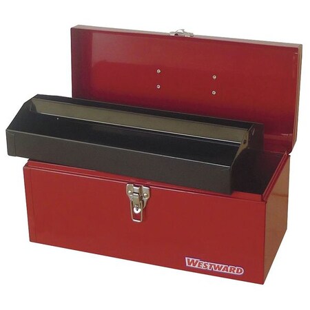 Westward 36Y010 Steel Tool Box - Red, 19" X 6" X 4" - Portable Lockable Storage