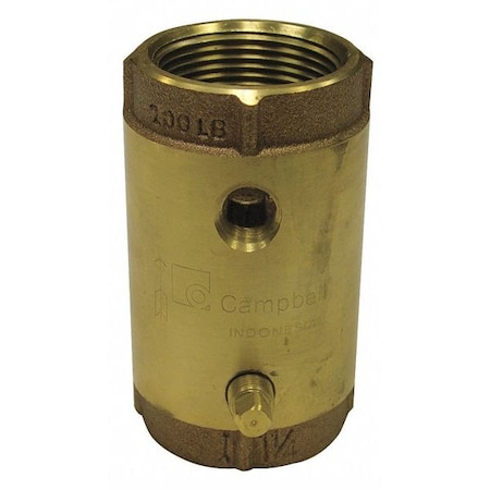 CAMPBELL 1-1/4" FNPT Low Lead Brass Spring Check Valve w/Taps CVB-5TLF