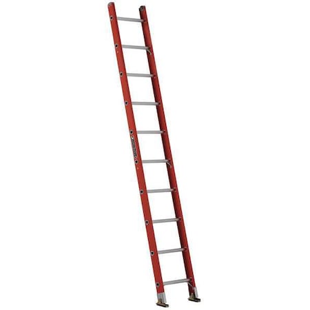 Louisville 10 ft Overall H, Straight Ladder, Fiberglass, Orange Finish, 300 lb Load Capacity FE3110