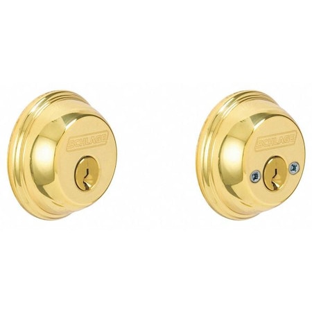 Schlage Deadbolt, HD, Polished Brass, 5 Pins B62N 605