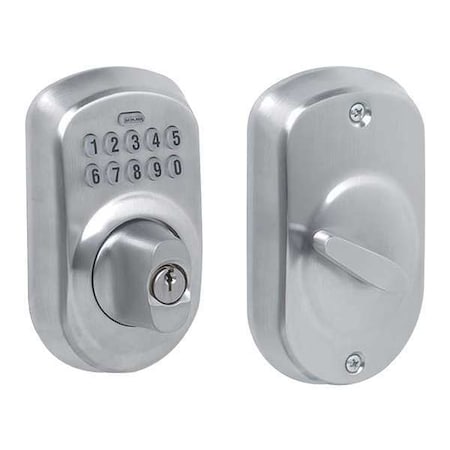 Schlage Deadbolt Lock, Satin Chrome, 10 Button BE365 PLY 626
