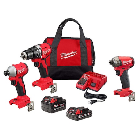 Milwaukee Tool M18 FUEL SURGE 1/4" Hex Hydraulic Driver + M18 Compact Brushless 2-Tool Combo Kit 3693-22CX, 2760-20