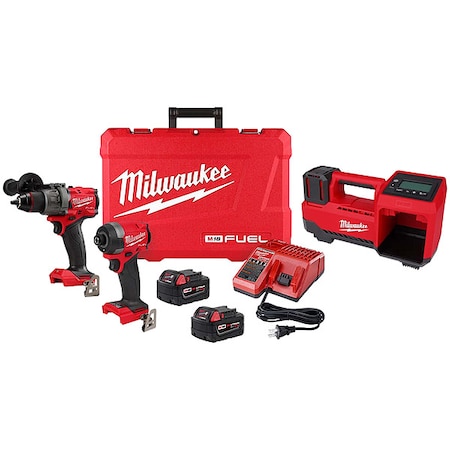 Milwaukee Tool M18 FUEL 2-Tool Combo Kit + M18 18V Cordless Tire Inflator 3697-22, 2848-20