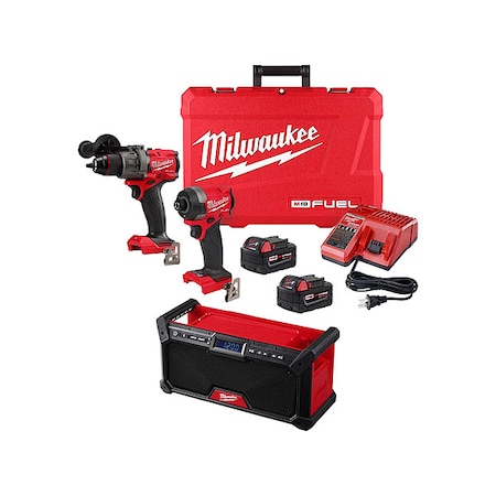 Milwaukee Tool M18 FUEL 2-Tool Combo Kit + M18 Bluetooth Jobsite Radio 3697-22, 2952-20