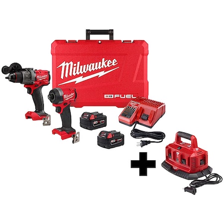 Milwaukee Tool M18 FUEL 2-Tool Combo Kit + M18 Six Pack Sequential Charger 3697-22, 48-59-1806