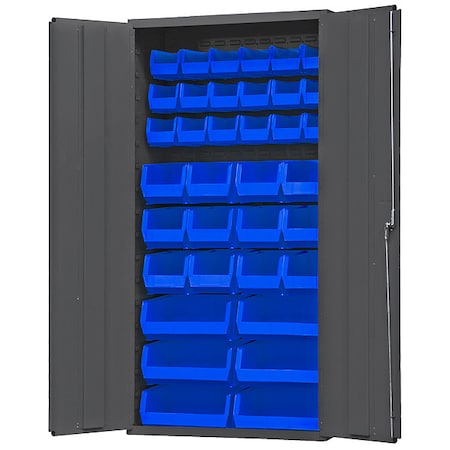 Durham Mfg Extra-Heavy Duty Bin Cabinet, 36 in W, 72 in H, 18" D, 36 Bins 3602-BLP-36-5295