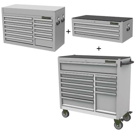 Westward WESTWARD Rolling Cabinet Kit, 25-Drawers Total, Stainless Steel, 45" W x 19" D x 81.5" H 361LN0