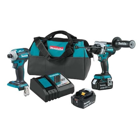 Makita Cordless Tool Combination Kit, (2)5.0Ah XT288T