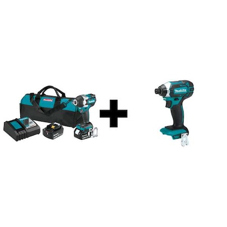 Makita 18V LXT BL 1/2" Impact Wrench Kit XWT18T + XDT11Z