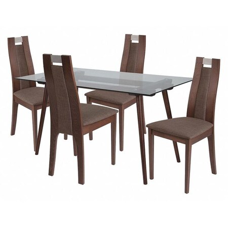 Flash Furniture Table Set, Wood, Fairview Walnut, 5PCS ES-164-GG