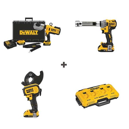 Dewalt Cordless Crimping Tool Kit, 20.0V, 12 tons DCE300M2/DCE155D1/DCE151TD1/DCB104