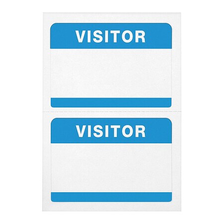 Advantus 97190 Badge Stickers, -Inch Visitor-Inch , 3-1/2-Inch x2-1/4-Inch , 100/BX, White/Blue