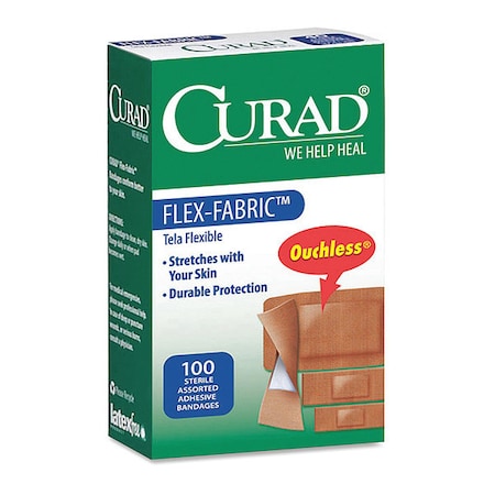 Curad Flex-Fabric Bandages, Tan, PK100 CUR0700RB