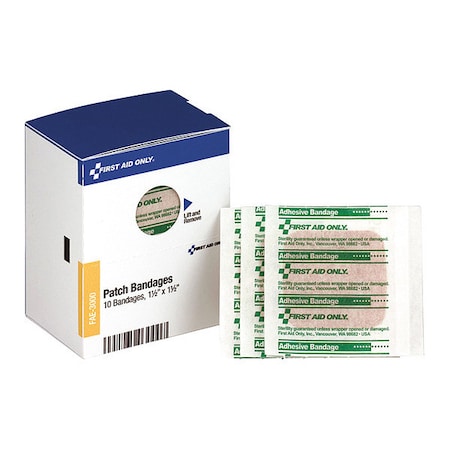 First Aid Only Patch Bandages, 1 1/2"X1 1/2", Beige, PK10 FAE3000