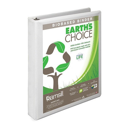 Samsill Binder, Biodegrade, D-Ring, 1", White 16937