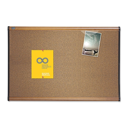Quartet Colored Cork Bulletin Board, 3'X2', Maple B243MA
