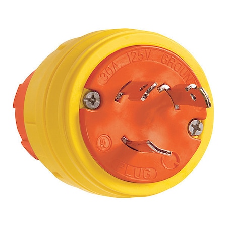 Zoro Select Locking Receptacle, 30 A, 125V AC, Single Phase, 2 Pole, Screw Terminals, Yellow 28W47AM