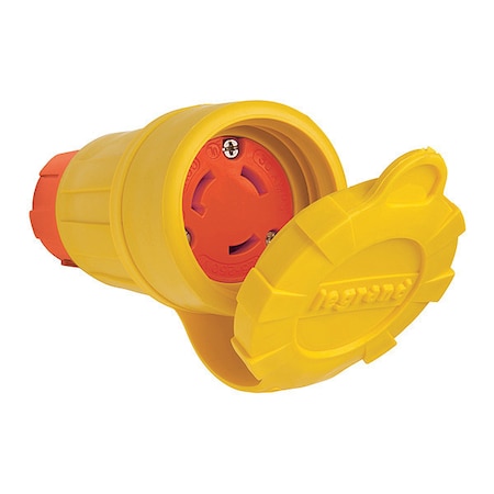 Zoro Select Locking Connector, Non-NEMA, 30 A, 125/250V AC, Three Phase, 3 Pole, Screw Terminals, Yellow 29W08AM