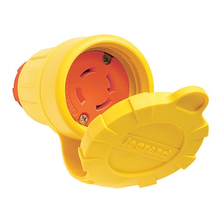 Zoro Select Locking Connector, L14-30R, 30 A, 125/250V AC, Single Phase, 3 Pole, Screw Terminals, Yellow 29W74AM