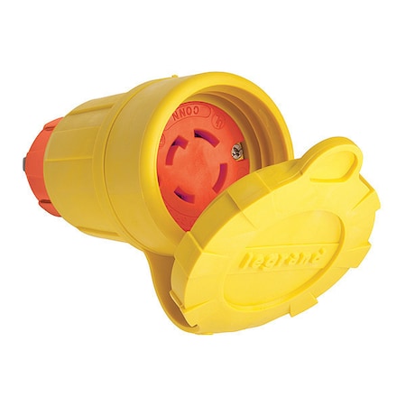 Zoro Select Locking Connector, L16-30R, 30 A, 480V AC, Three Phase, 3 Pole, Screw Terminals, Yellow 29W76AM