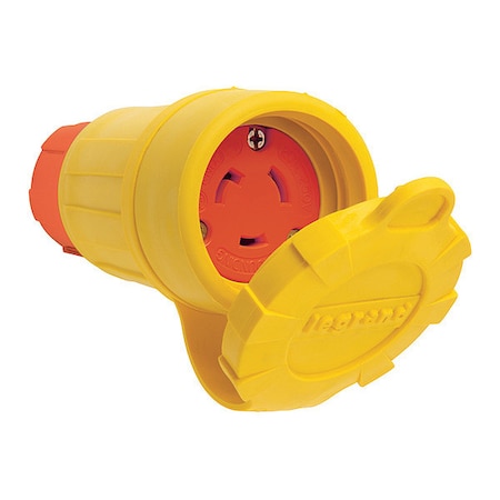 Zoro Select Locking Connector, L5-20R, 20 A, 125V AC, Single Phase, 2 Pole, Screw Terminals, Yellow 27W47AM