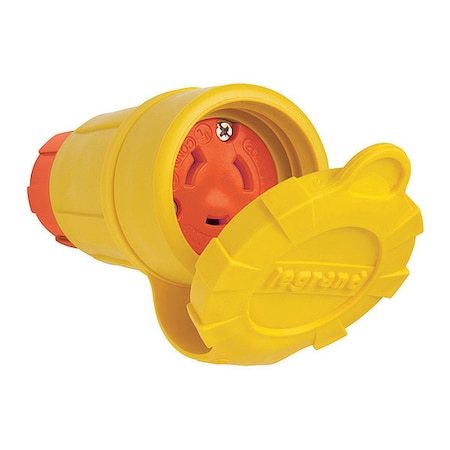Zoro Select Locking Connector, L7-20R, 20 A, 277V AC, Single Phase, 2 Pole, Screw Terminals, Yellow 27W49AM