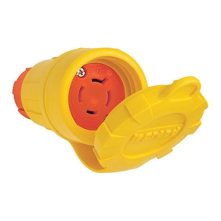 Zoro Select Locking Connector, L14-20R, 20 A, 125/250V AC, Single Phase, 3 Pole, Screw Terminals, Yellow 27W74AM
