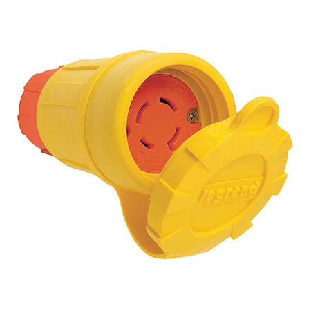 Zoro Select Locking Connector, L15-20R, 20 A, 250V AC, Three Phase, 3 Pole, Screw Terminals, Yellow 27W75AM