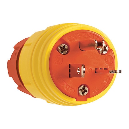 Zoro Select Locking Receptacle, 20 A, 250V AC, Single Phase, 2 Pole, Screw Terminals, Yellow 14W48AM