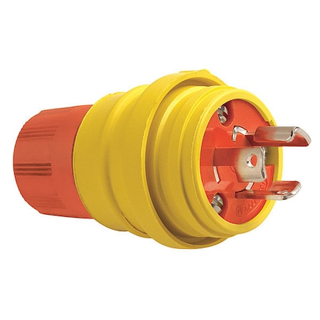 Zoro Select Locking Plug, L7-15P, 15 A, 277V AC, Single Phase, 2 Pole, Screw Terminals, Yellow 24W34AM