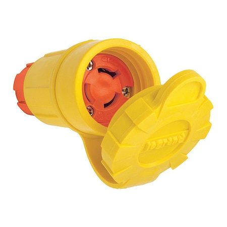 Zoro Select Locking Connector, L6-15R, 15 A, 250V AC, Single Phase, 2 Pole, Screw Terminals, Yellow 25W49AM