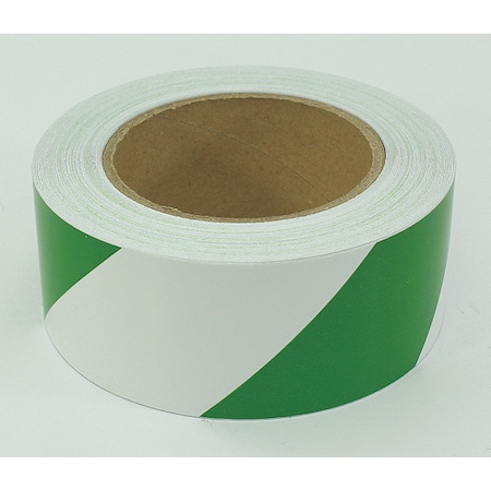 Visual Workplace Floor Marking Tape, 2", Striped, Grn/Wht 25-600-2100-685