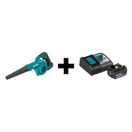 Makita LXT(R) 18 V DC Battery Powered Leaf Blower, 113 cfm, 219 mph, Battery Included XBU05Z + BL1840BDC1