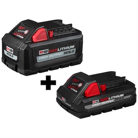 Milwaukee Tool M18 HIGH OUTPUT CP3.0 Battery + M18 HIGH OUTPUT XC6.0 Battery Pack 48-11-1865, 48-11-1835